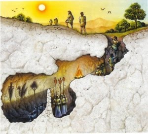 La alegoría de la caverna, de Platón, describe la situación de la humanidad, que toma las sombras como la realidad.